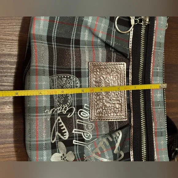 Coach Poppy Blue / Silver Tartan Plaid Crossbody Bag - Picture 10 of 12